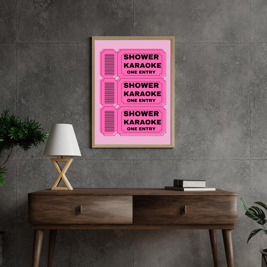 Shower Karaoke Ticket Hot Pink Bathroom Funny Singing Gift Poster - Image 4