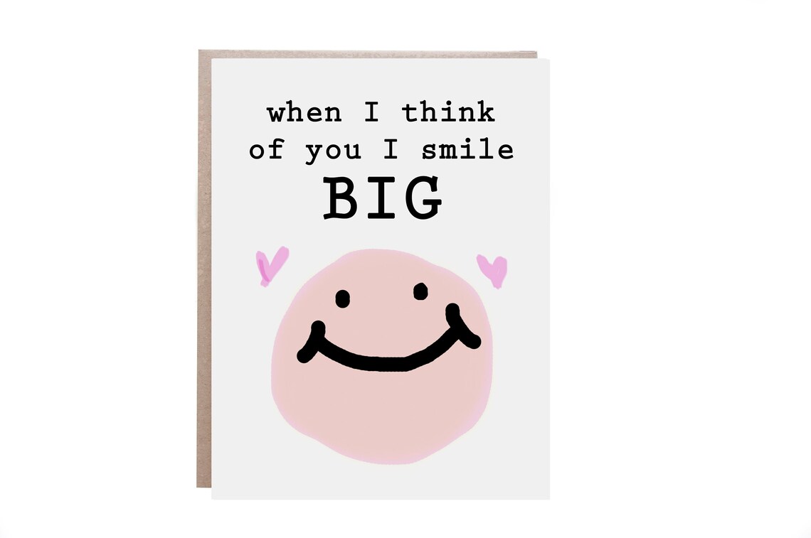 When I Think of You I Smile Big Pink Smiley Friendship Card Poster