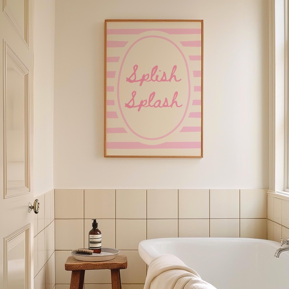 Splish Splash Pink Bathroom Decor Coastal Art Print