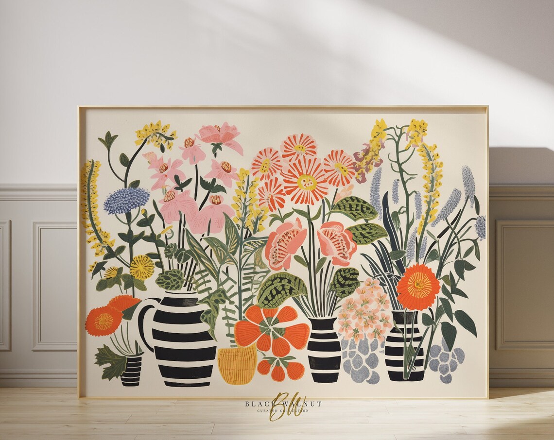 Colorful Wildflowers In Bold Vases Abstract Floral Gallery Art Poster