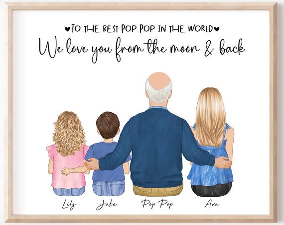 Personalized Pop Pop Gift From Grandkids Grandfather And Granddaughter Wall Art Custom Granddad Gift Unique Gift For Grandpa Birthday