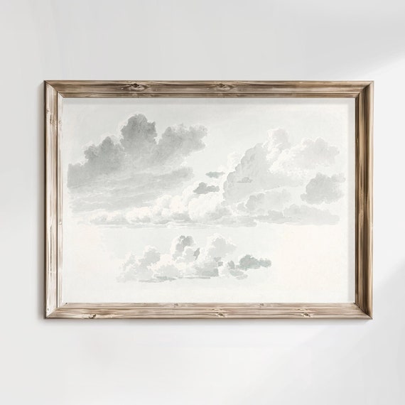Vintage Cloud Art Minimalist Wall Art Wall Decor Vintage Painting Cloud Study