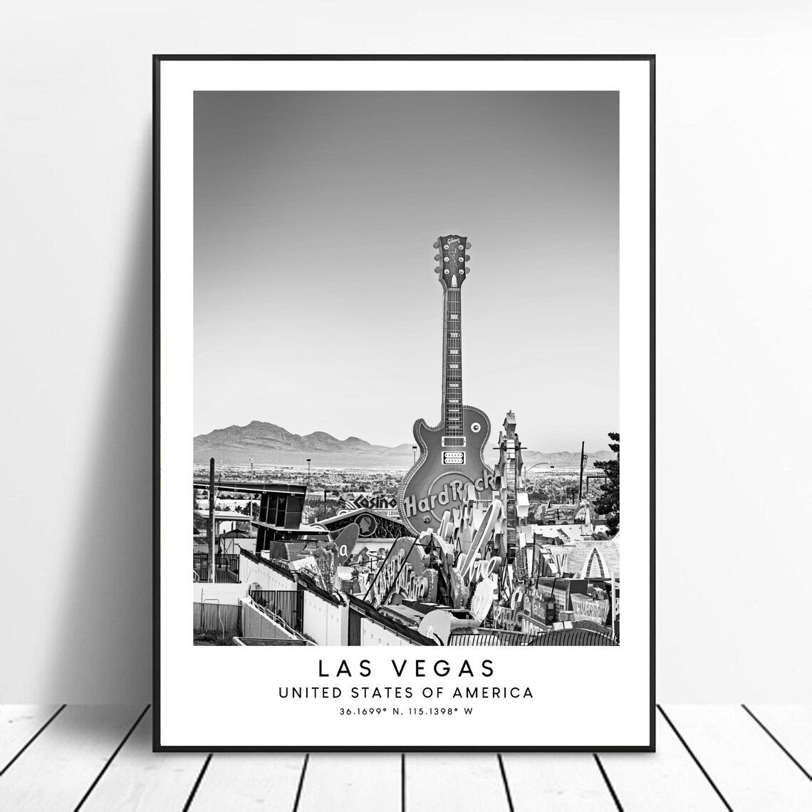 Las Vegas Black And White Travel Poster Print