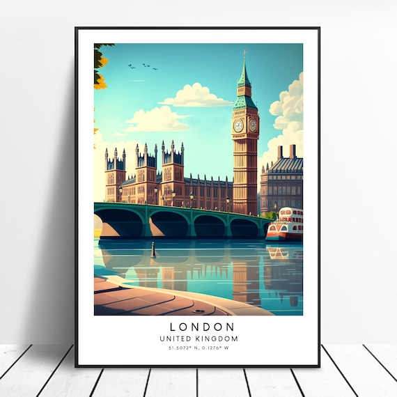 London Travel Print Poster Wall Art Big Ben Gif