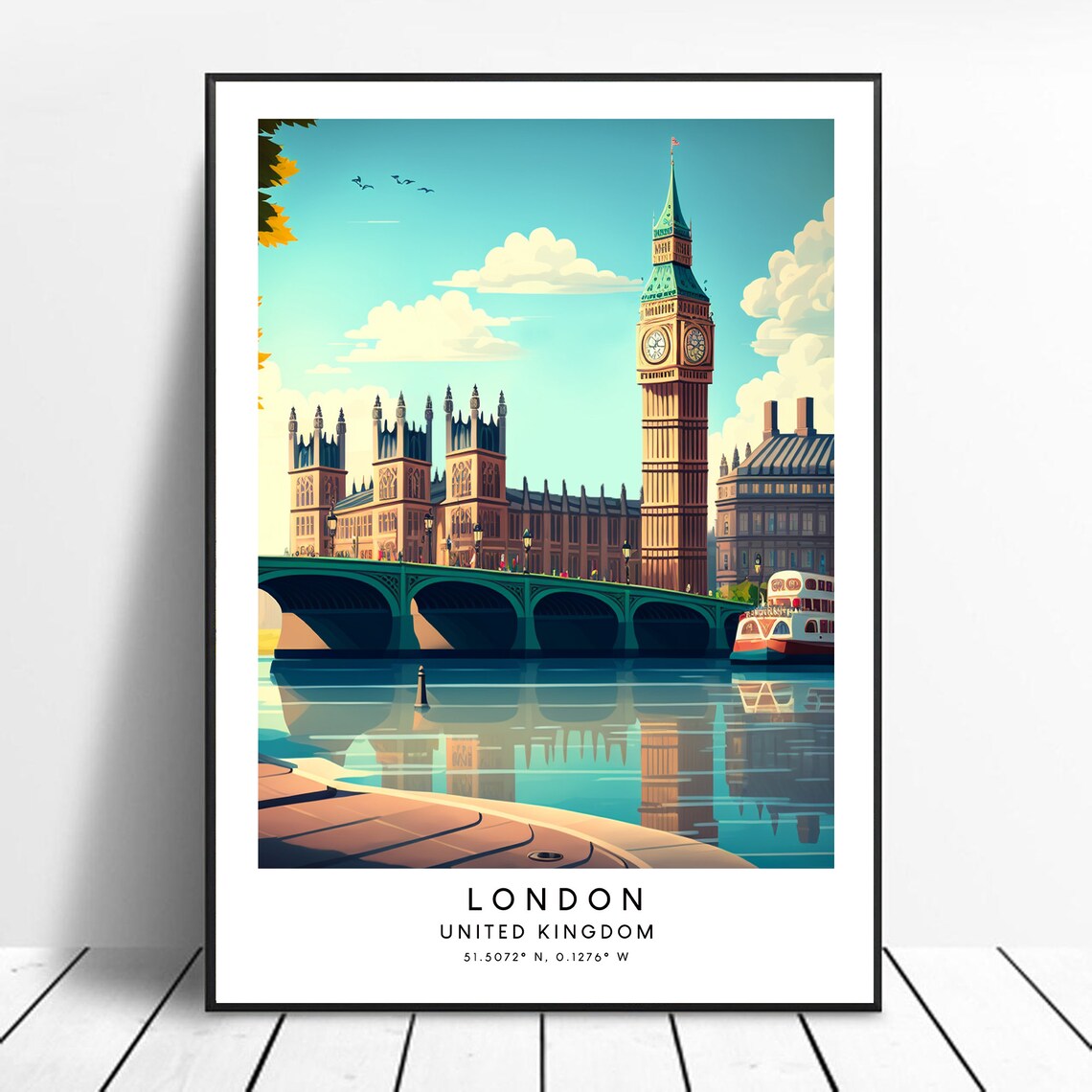 London Travel Print Poster Wall Art Big Ben Gif