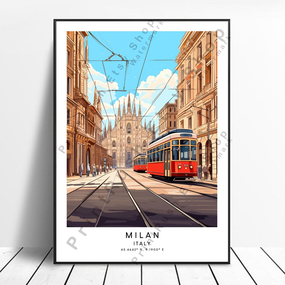 Milan Italy Travel Poster, European Wall Art Print