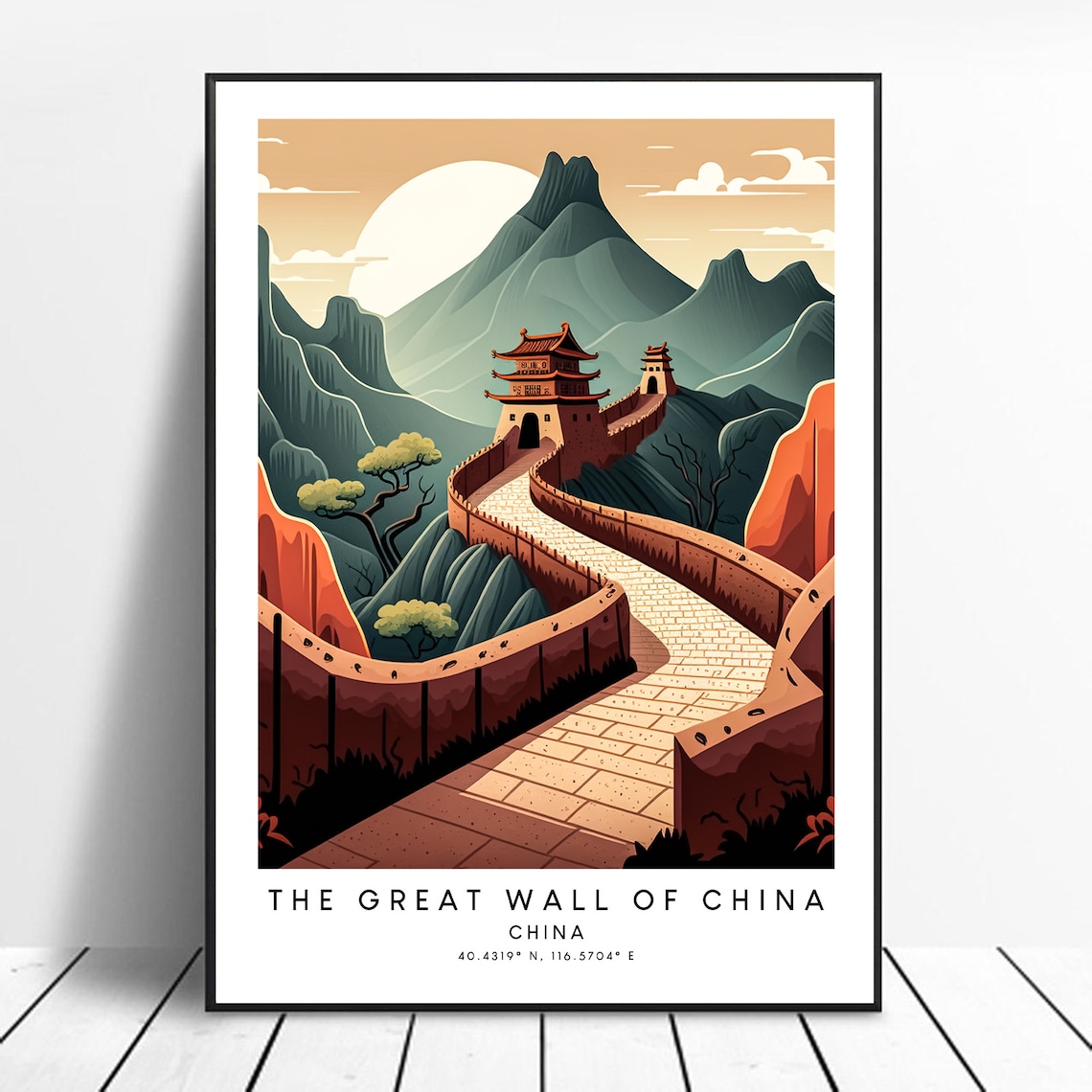 Great Wall Of China Travel Poster, Colourful Print