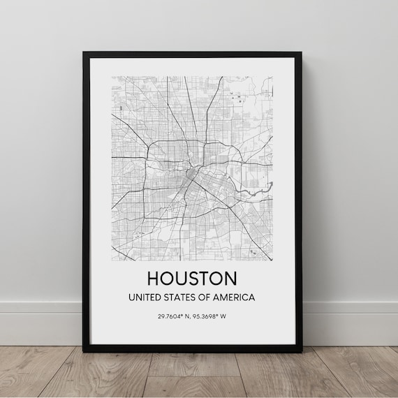 Houston Map Print City Wall Art Poster Gift Texas Travel