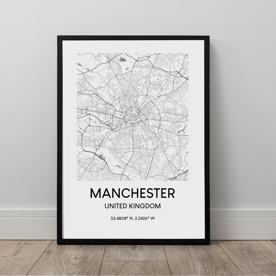 Manchester Map Print, Minimalist Travel Poster