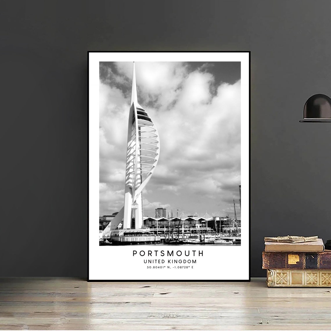 Portsmouth City Print Portsmouth Wall Art Poster Black And White Portsmouth Travel Print Spinnaker Tower Print Portsmouth Gift Print - Image 2