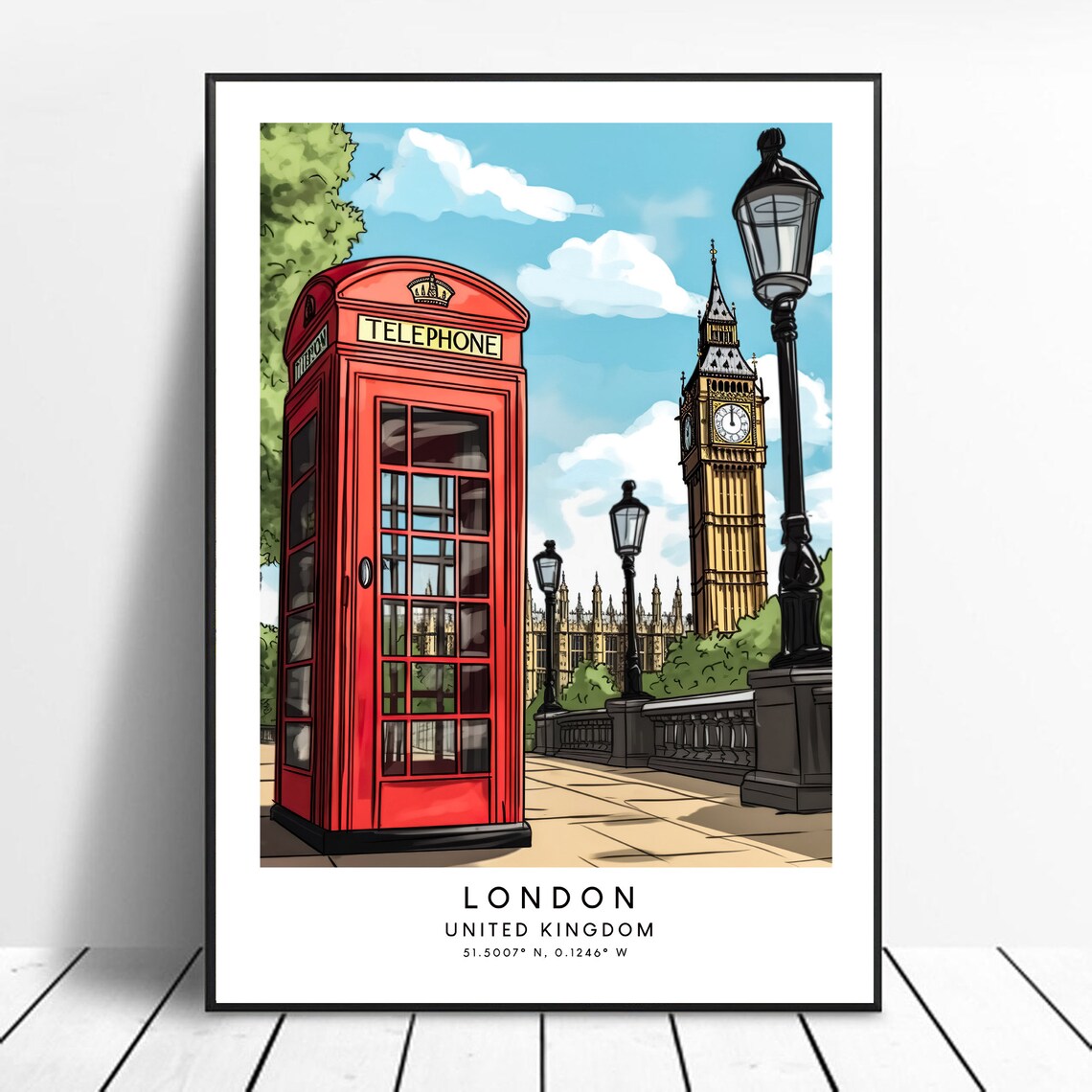 London Big Ben Travel Poster, Abstract Minimalist