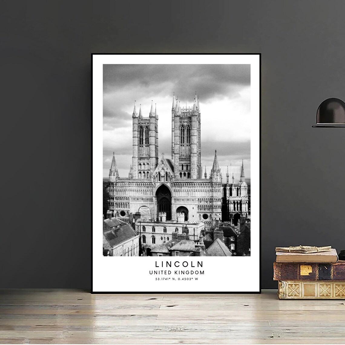 Lincoln Travel Print Black And White Lincoln Poster Lincoln Wall Print Minimalist Lincoln Wall Art Lincoln United Kingdom Poster - Image 2