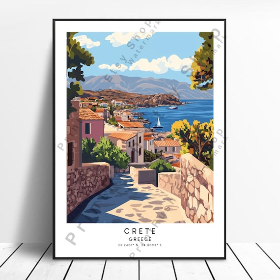 Crete Greece Illustration Travel Poster