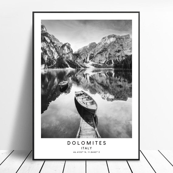 Prags Dolomites Minimalist Travel Poster, Italy Art Print