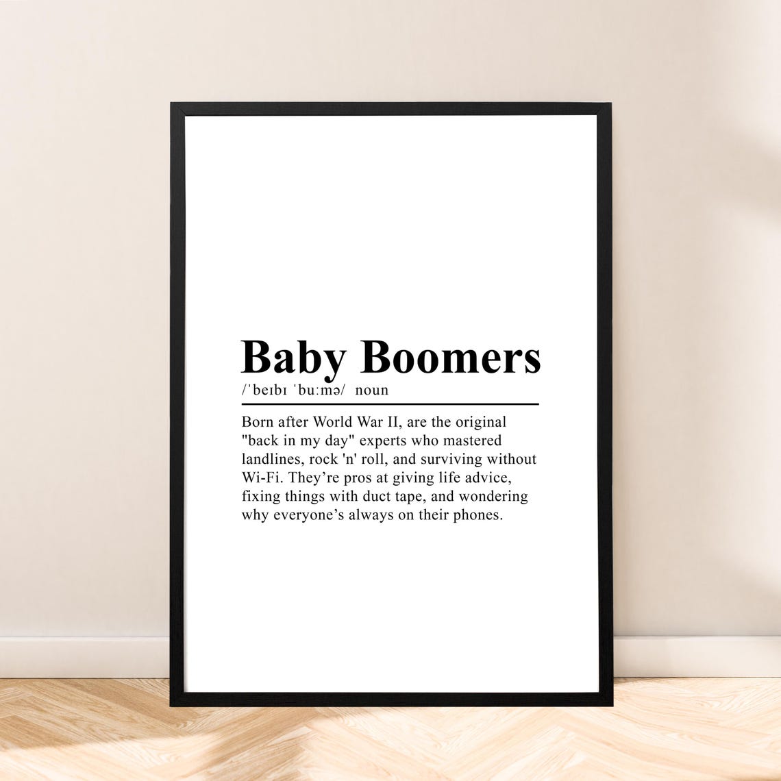 Baby Boomers Funny Definition Back In My Day Dictionary Poster