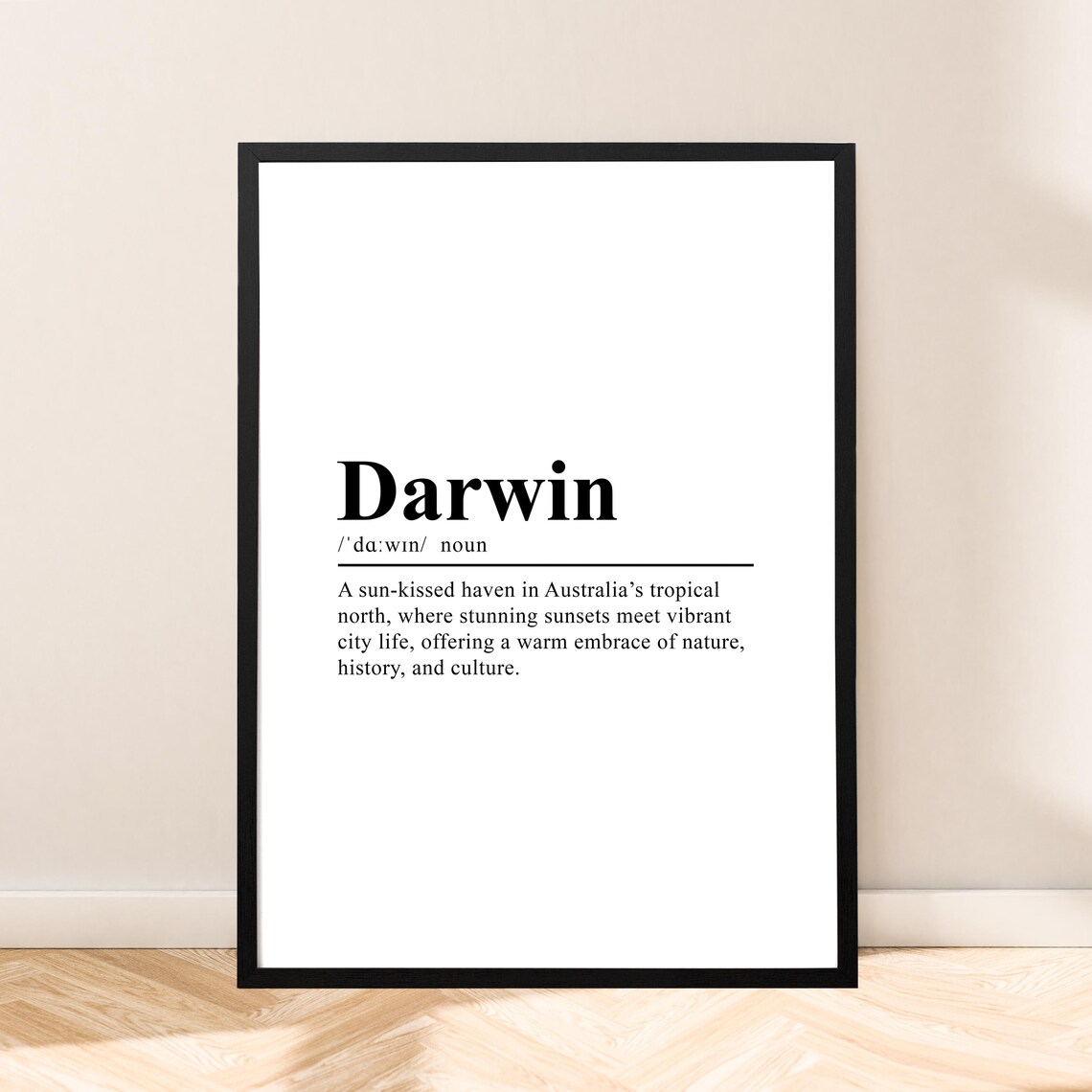 Darwin Travel Print, Minimalist Australia Poster