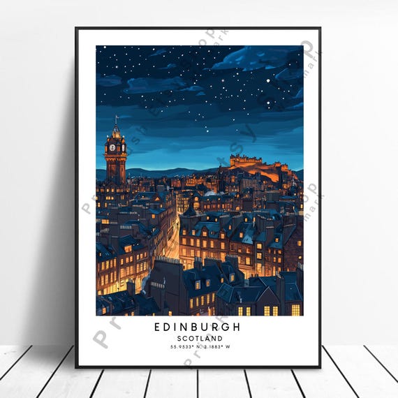 Scotland Travel Print Edinburgh Wall Art Poster Illustration Gift
