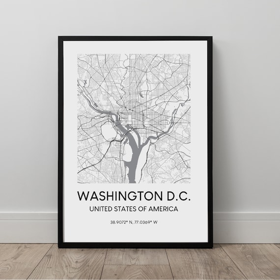 Washington Dc Map Poster Print Art Wall Travel Gift