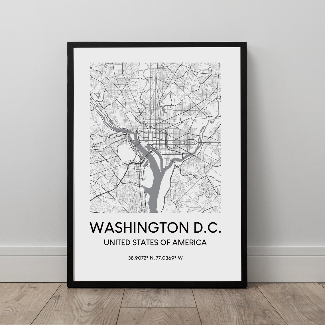 Washington DC United States Capital City Map Coordinates Art Poster