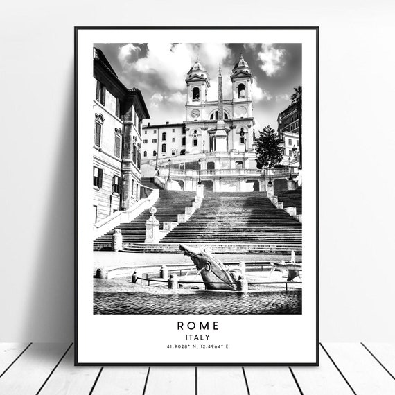 Rome Italy Spanish Steps Coordinates Minimalist Travel Poster