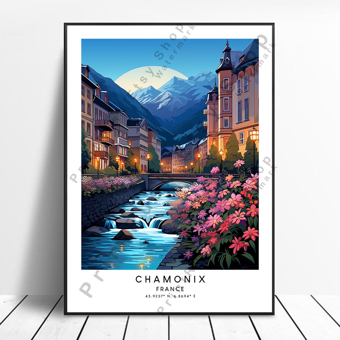 Chamonix Travel Print Wall Decor Poster Art Minimalist Hanging Gift