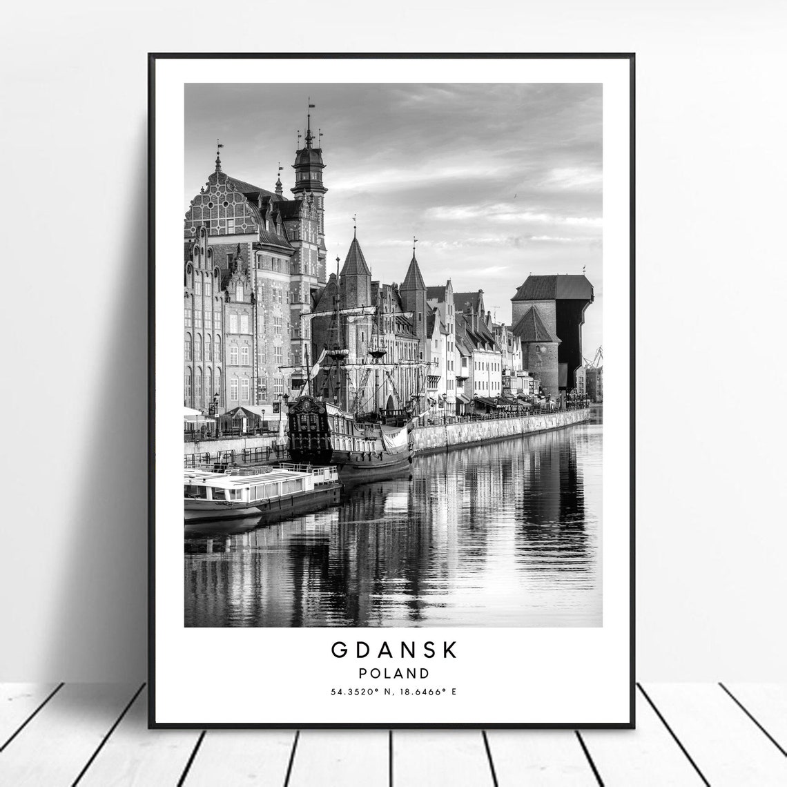 Gdask Travel Print Black And White Gdansk Poster Gdansk Print Minimalist Gdansk Wall Art Gdansk Poland Wall Print Gdansk Gift Art