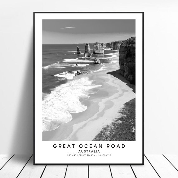Great Ocean Road Black And White Travel Poster, Minimalist