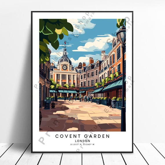 Covent Garden Travel Print Poster Colourful London Wall Art Home Dcor Gift Illustration