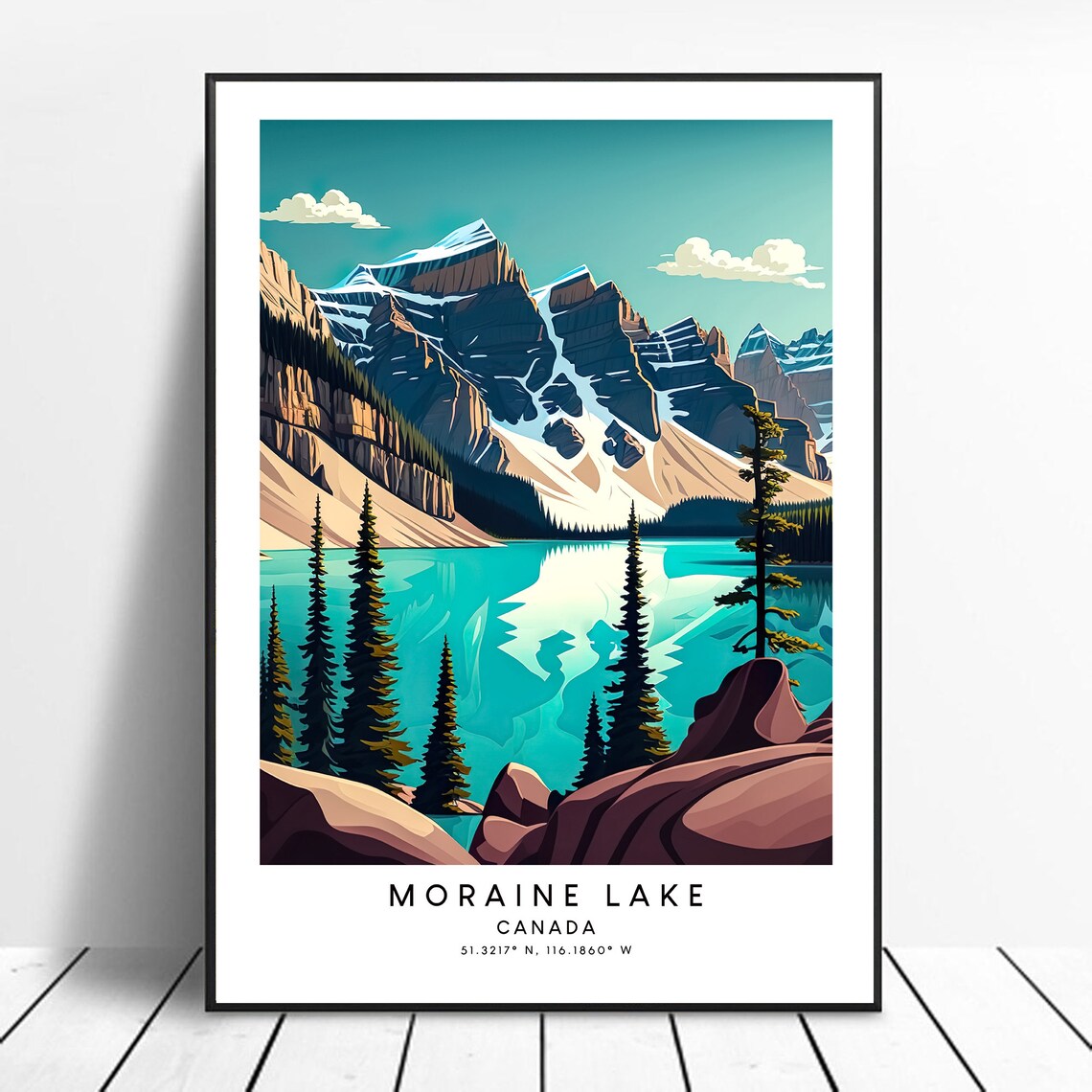 Moraine Lake Abstract Minimalist Travel Poster