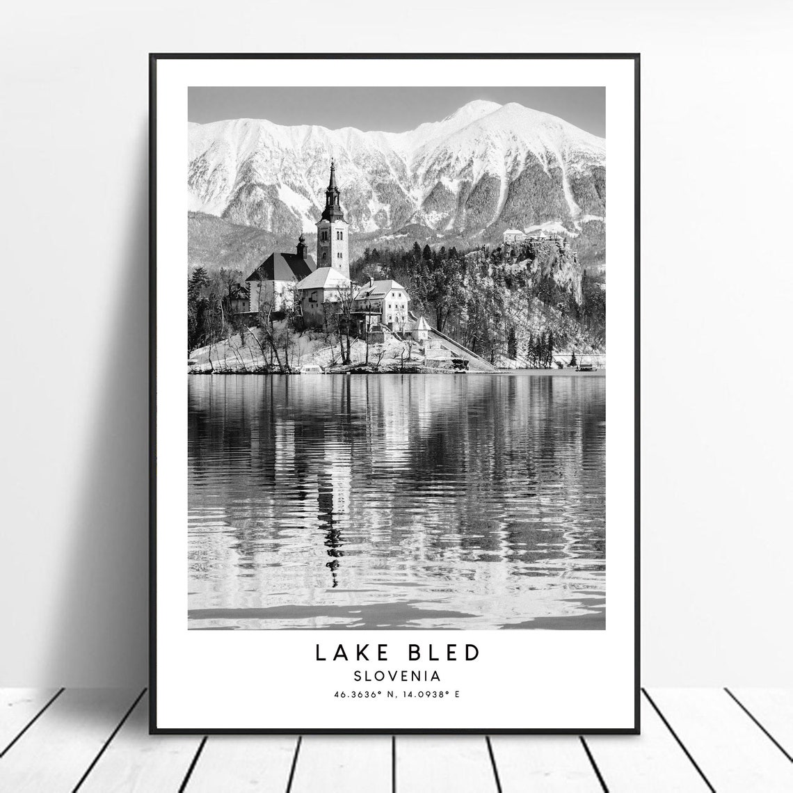 Lake Bled Minimalist Travel Poster, Slovenia
