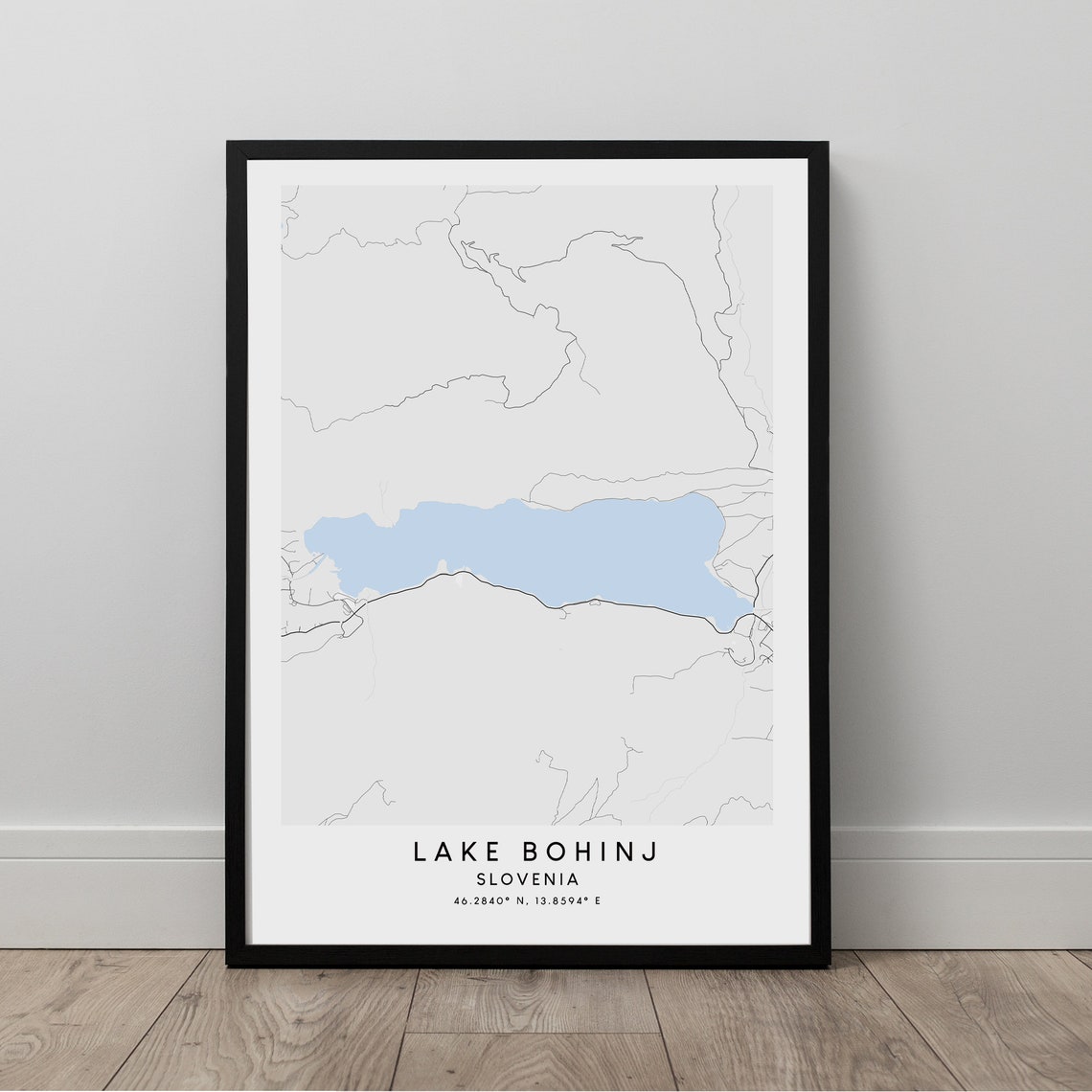 Lake Bohinj Slovenia Minimalist Map Poster With Coordinates Nature