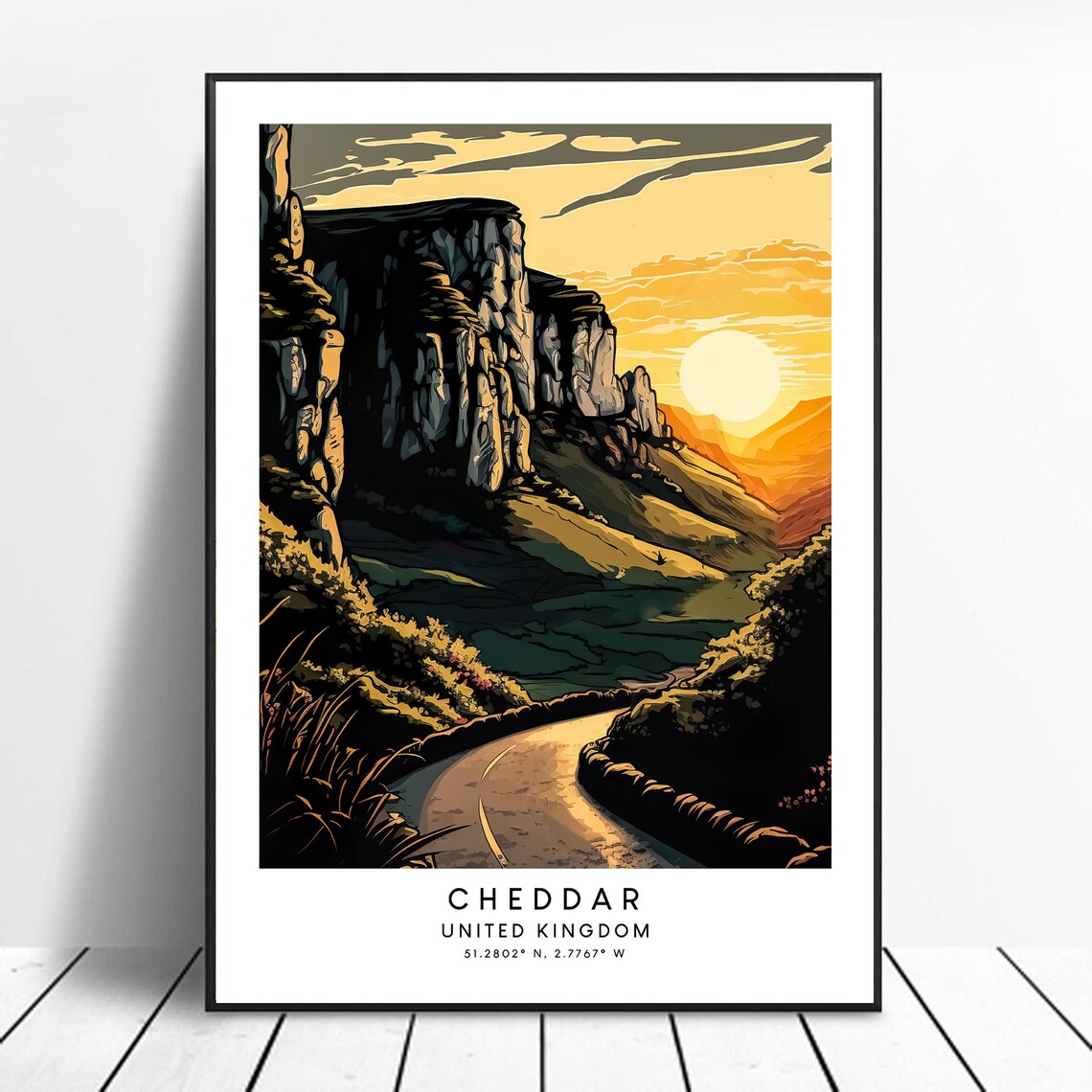 Cheddar Gorge Colourful Abstract Minimalist Art Print