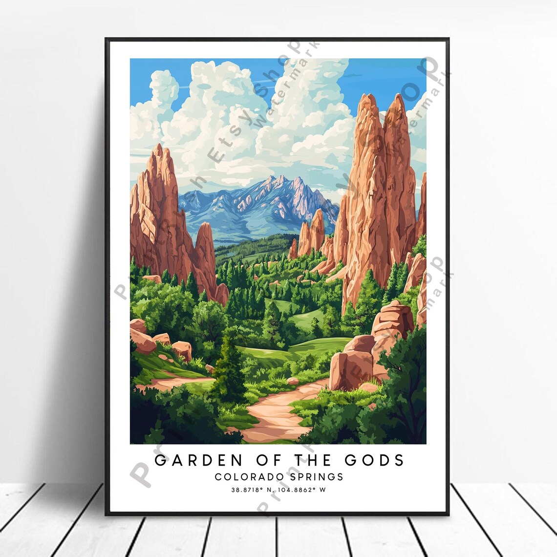 Garden Of The Gods Colorado Springs Red Rocks Sunset Travel Poster