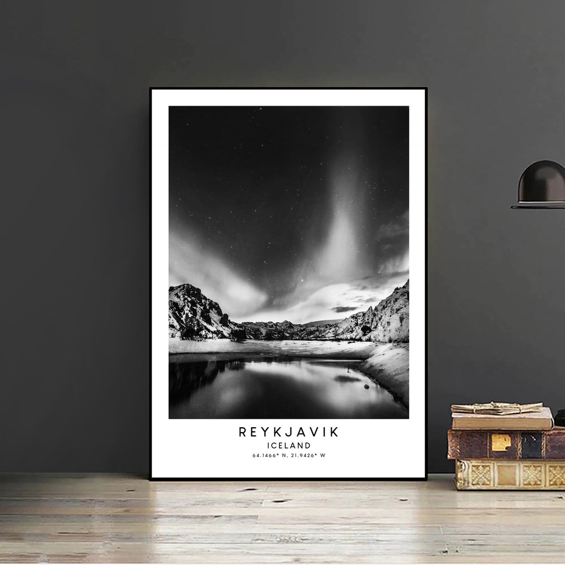 Reykjavik Iceland Black and White Travel Poster - Image 2