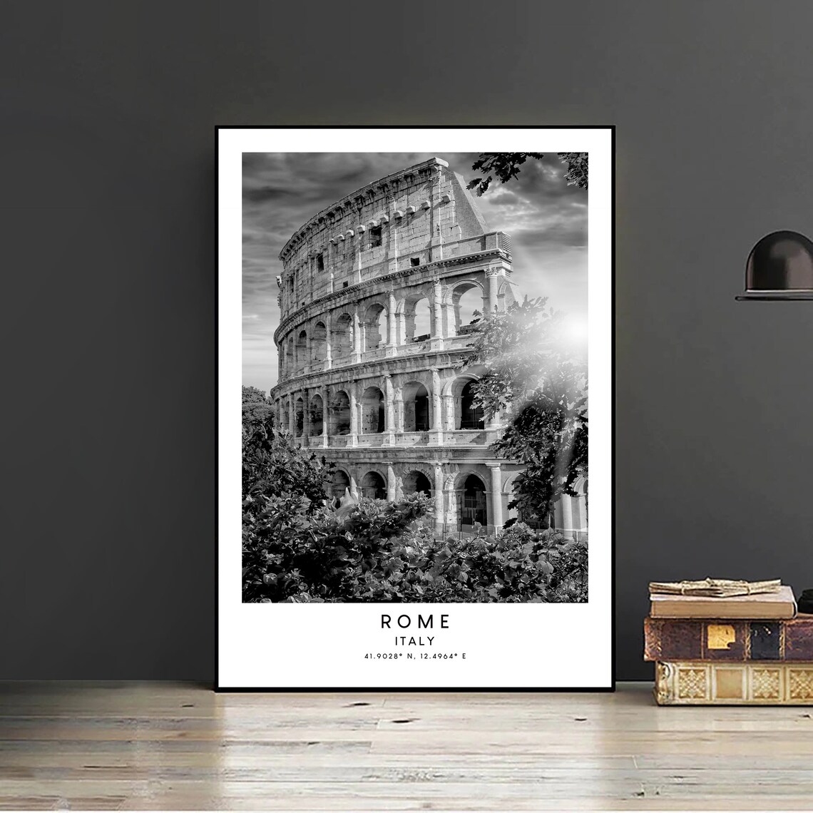 The Colosseum, Black and White Rome Travel Poster - Image 2
