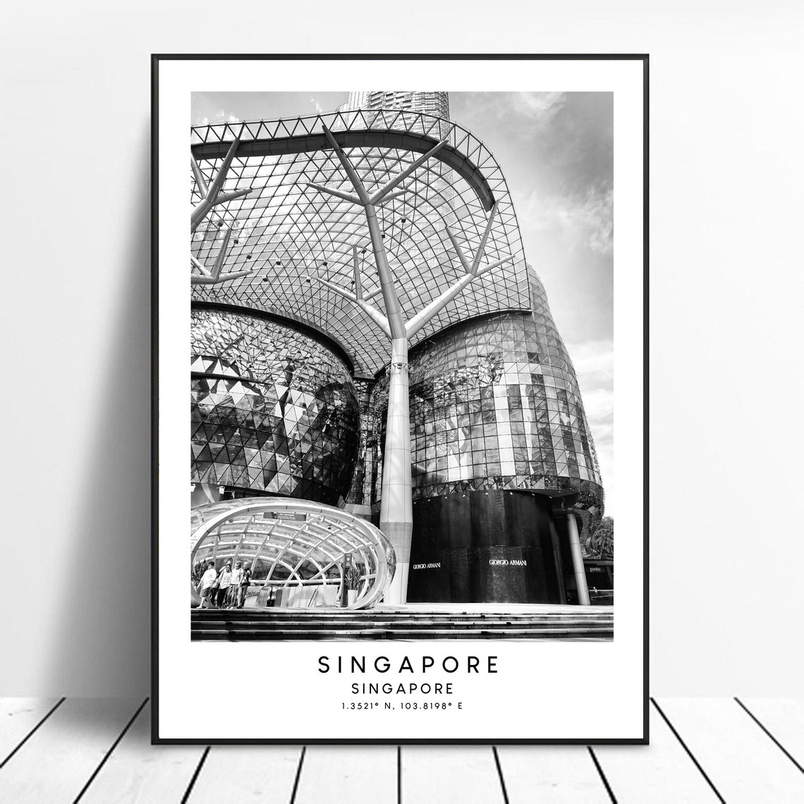 Singapore Travel Art Black And White Singapore Poster Singapore Wall Print Minimalist Singapore Wall Art Singapore Print Singapore Gift Art