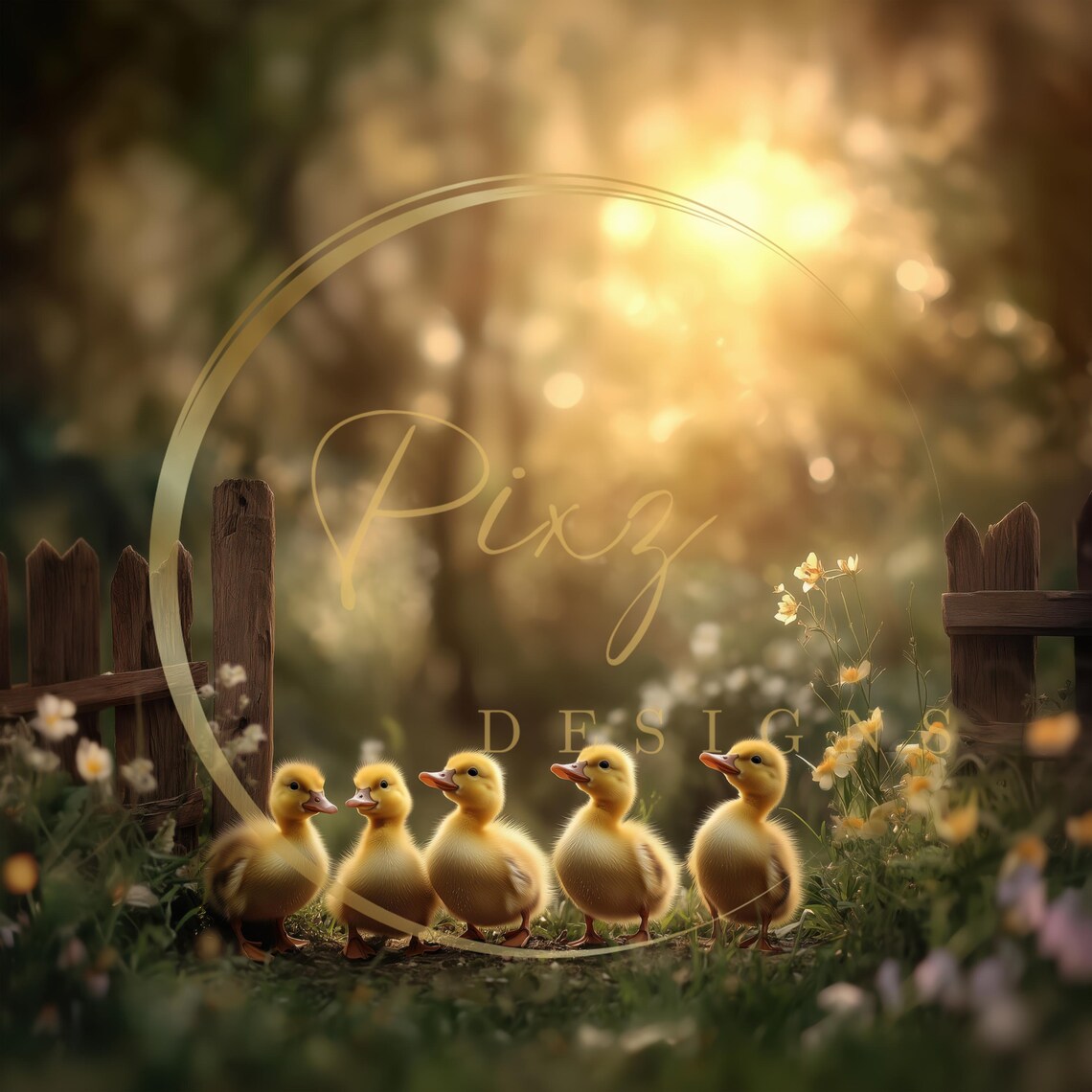 Spring Garden With Ducklings, Easter Garden Photograph - Image 2