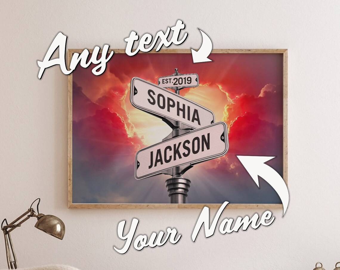 Personalized Name Intersection Sign, Valentine Gift