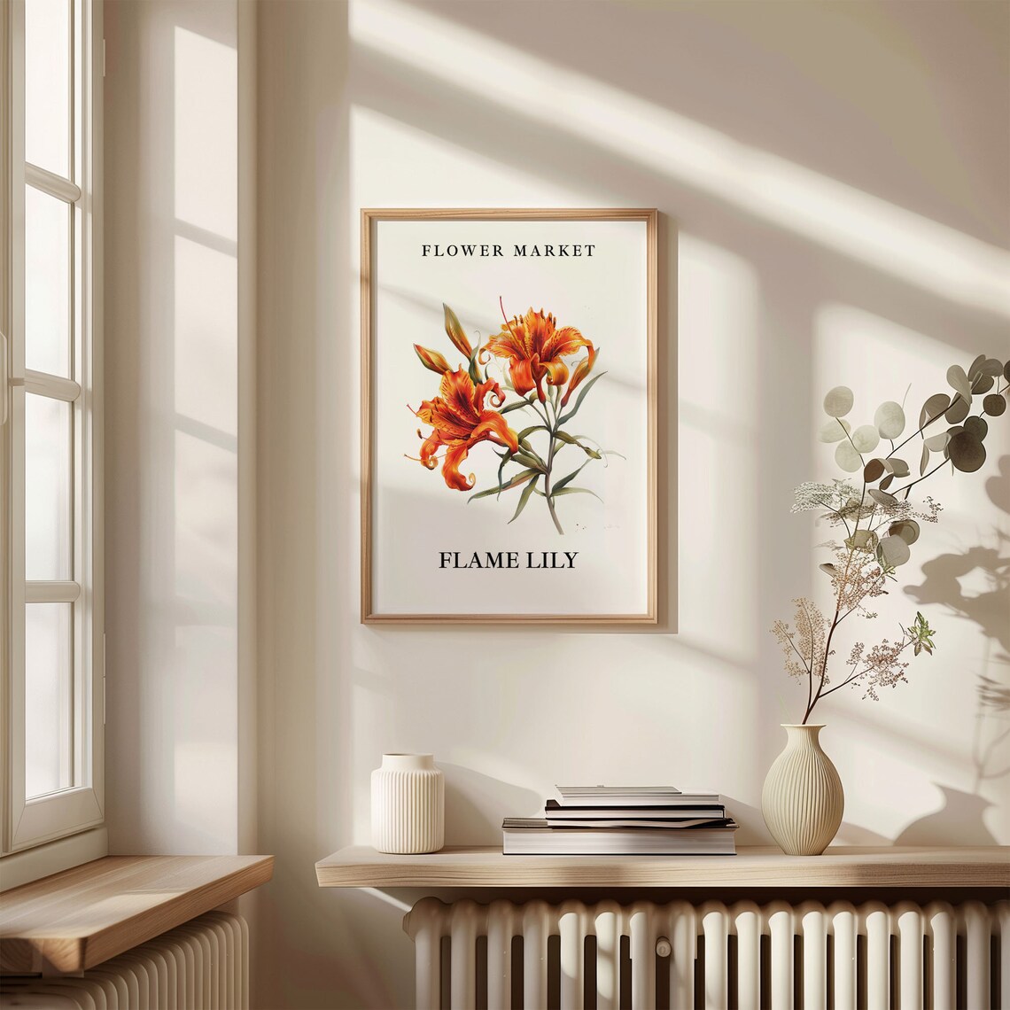 Flame Lily Botanical Market Art Print, Floral Decor - Image 3