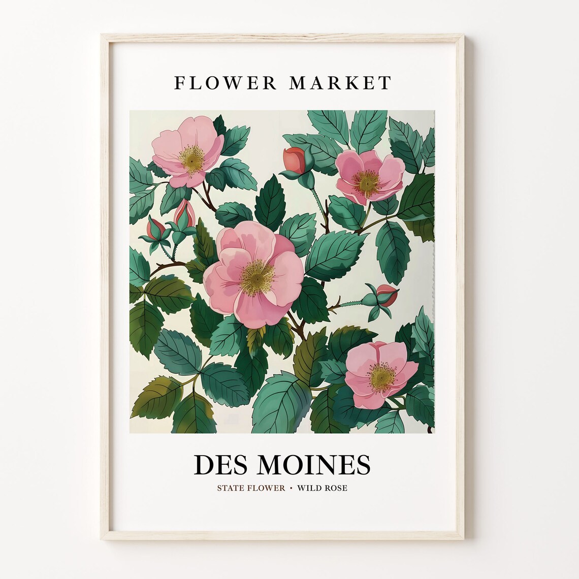 Des Moines Iowa Wild Rose Market Wall Art Print