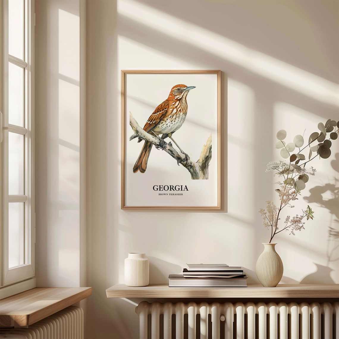 Rusty Georgia Brown Thrasher Watercolor Bird Illustration Poster - Image 3
