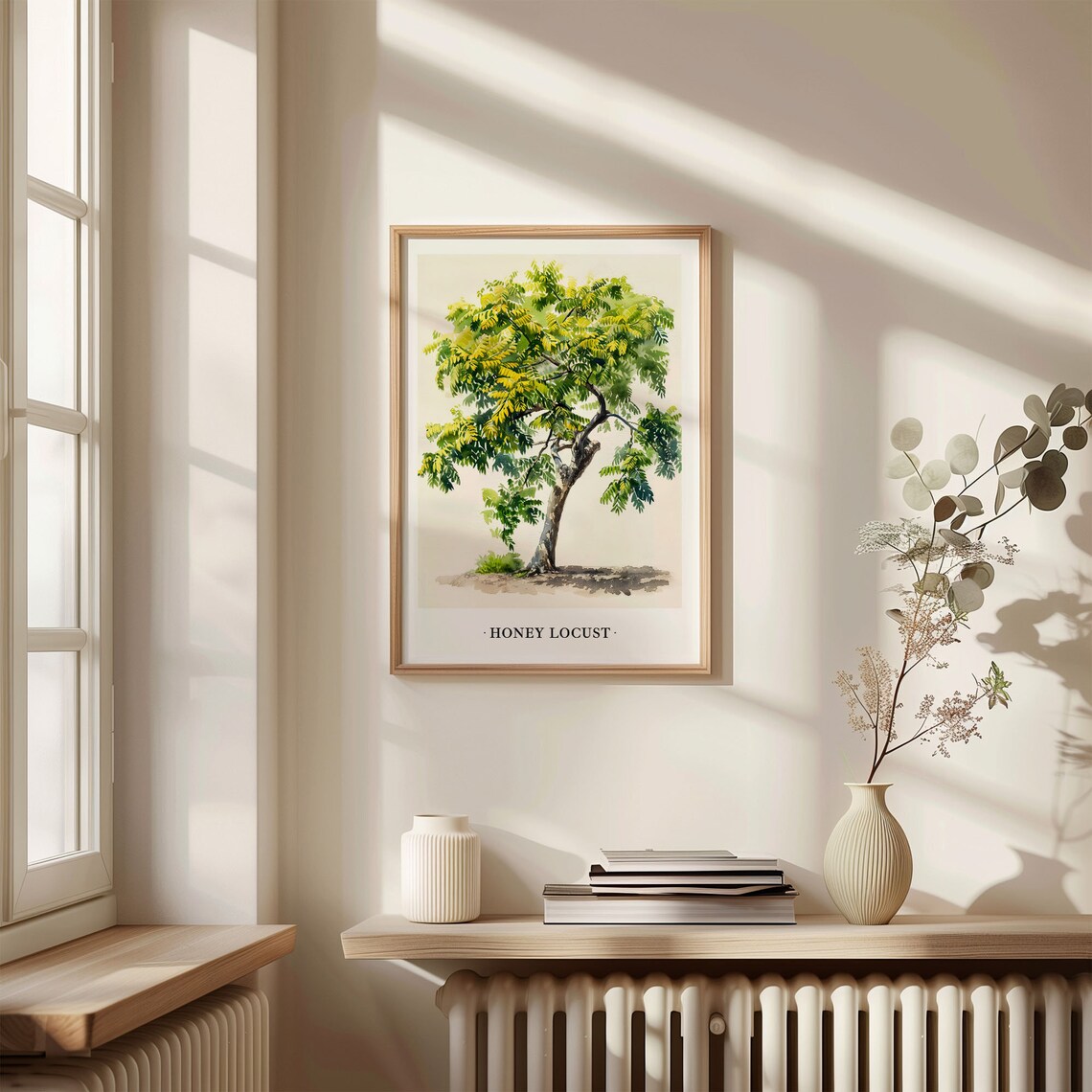 Honey Locust Tree Watercolor Botanical Green Leaf Tree Art Poster - Image 3