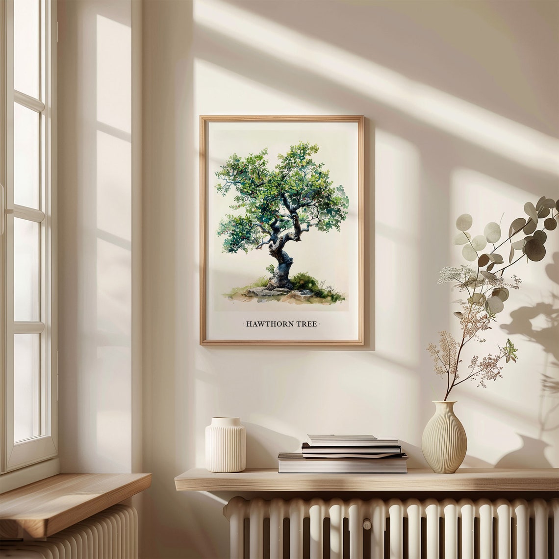 Hawthorn Tree Watercolor Botanical Berry Tree Minimalist Art Poster - Image 3