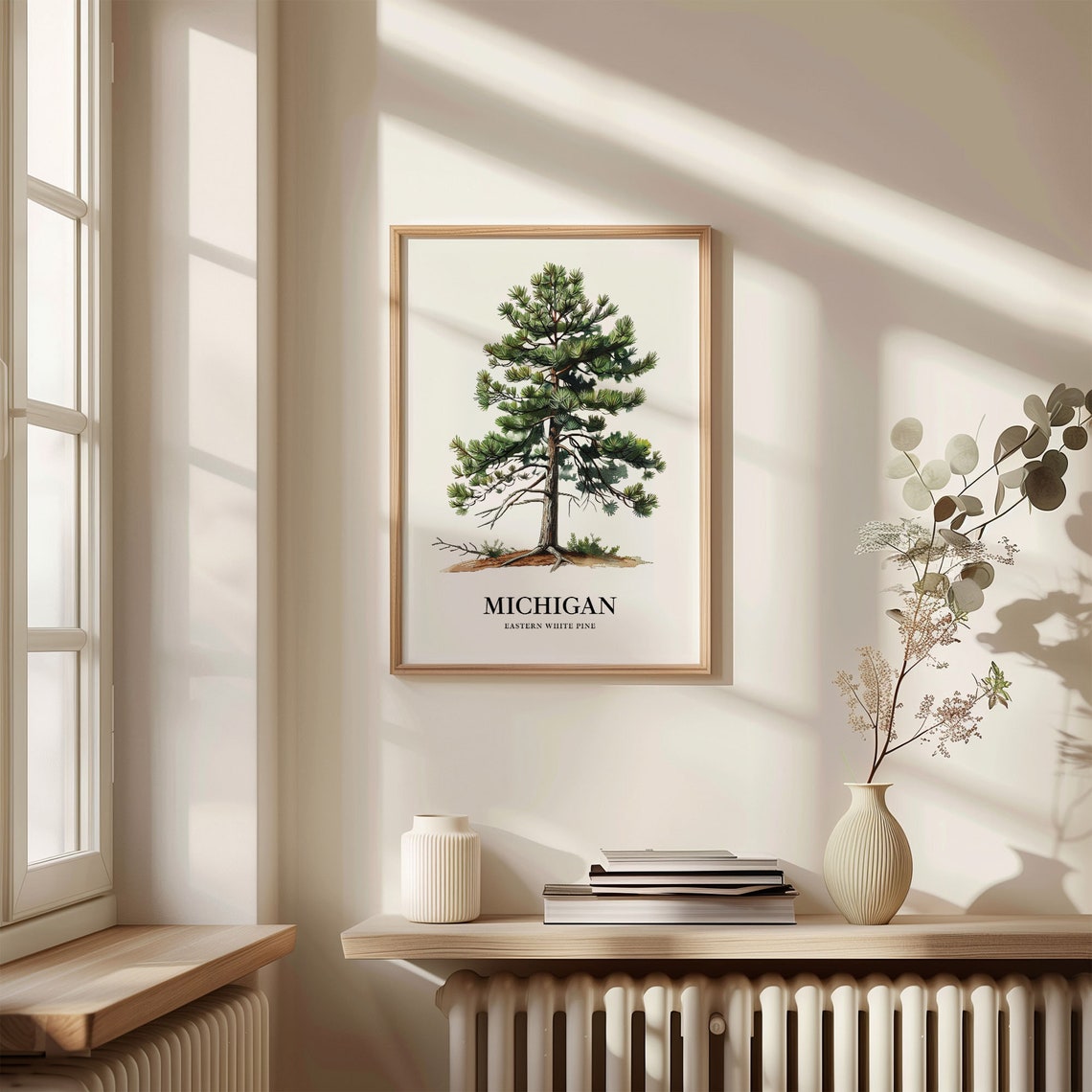 Michigan Eastern White Pine State Tree Northwoods Botanical Art Poster - Image 3
