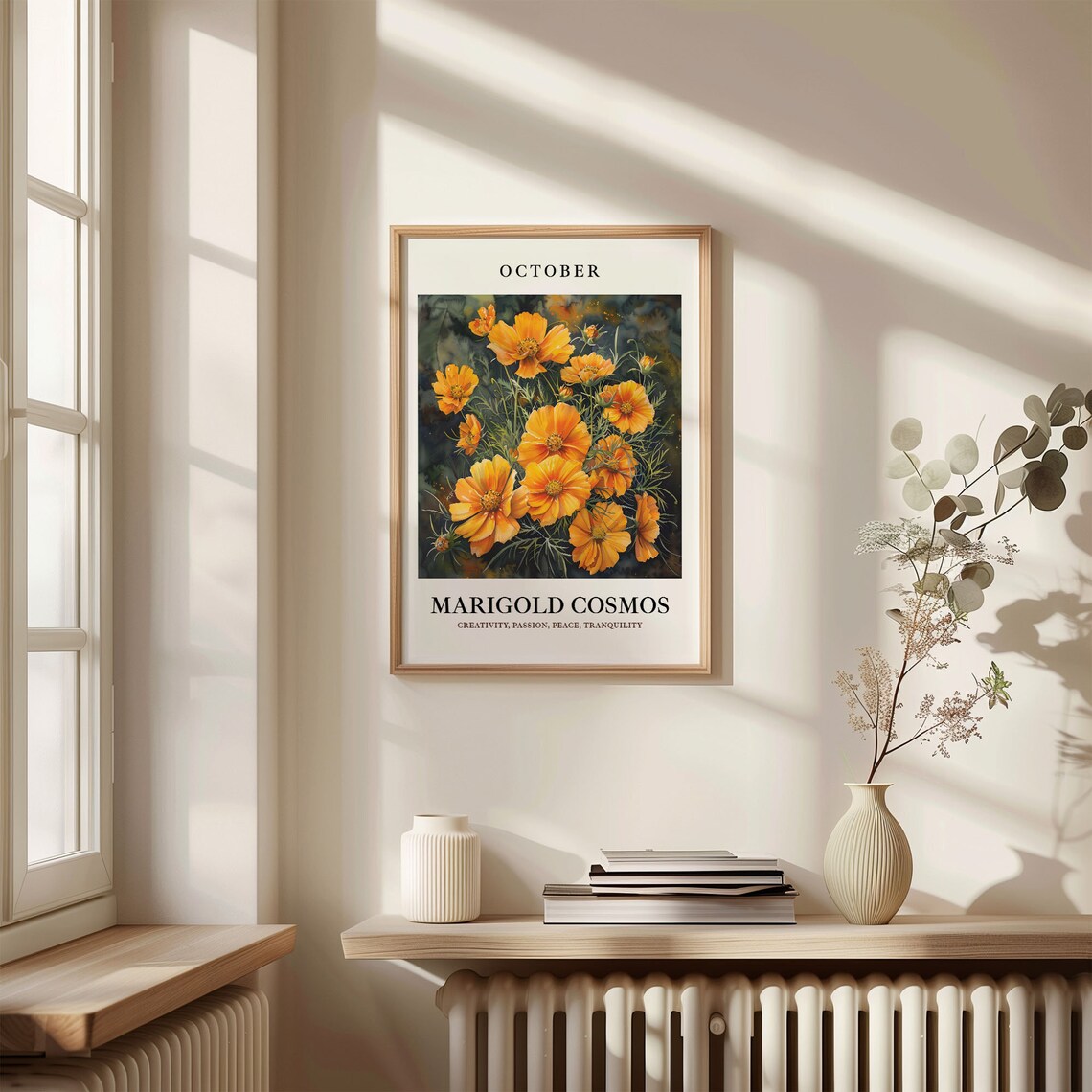 October Flower Market Marigold Cosmos Art Print - Image 3