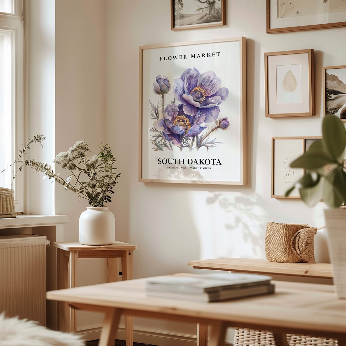 Pasque Flower South Dakota Botanical Art Print - Image 2