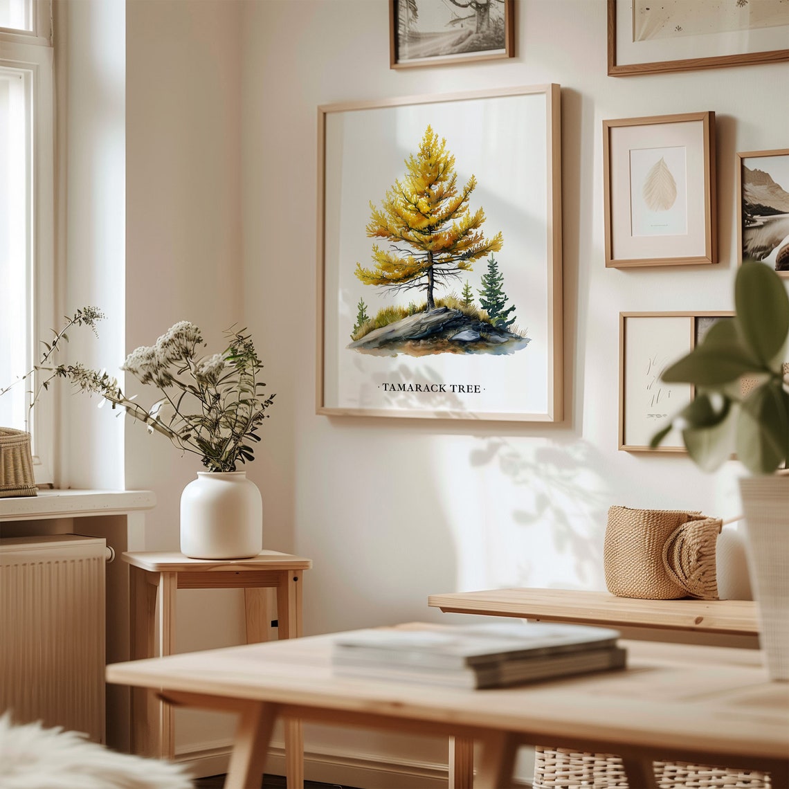 Tamarack Tree Watercolor Golden Larch Autumn Botanical Art Poster - Image 2