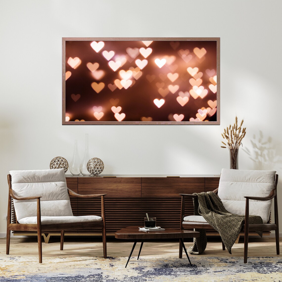 Heart Bokeh Lights Warm Romantic Valentine Wall Art Photography - Image 2