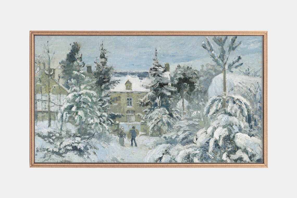 Winter Landscape Vintage Art Print, Snowy Tree Scene