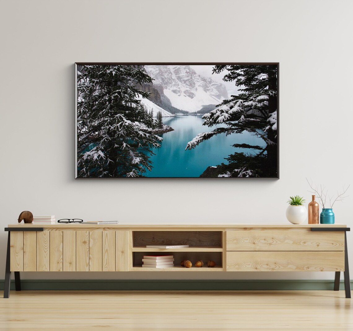 Lake Louise Alberta Turquoise Lake Snowy Peaks Winter Rockies Poster - Image 2
